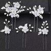 Landrain 5 Stück Silber U-Förmig Blumen Perlen Haarnadeln Braut Haarschmuck
