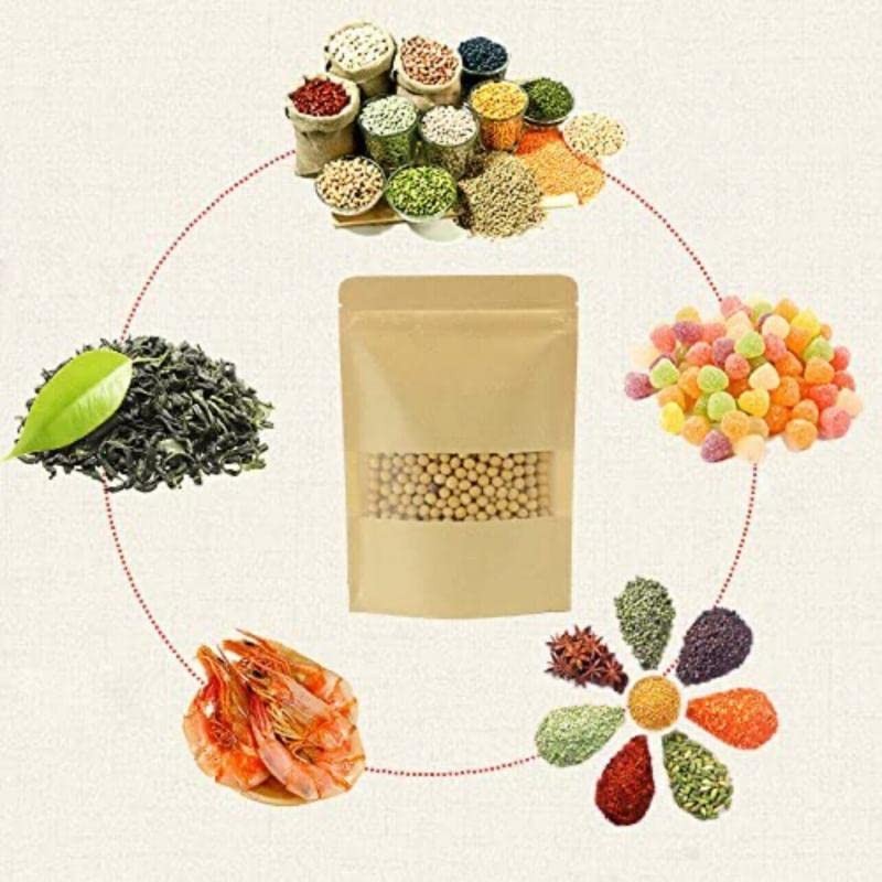 10-200x Stand Up Bag Kraft Paper Seal Packaging Window Zip