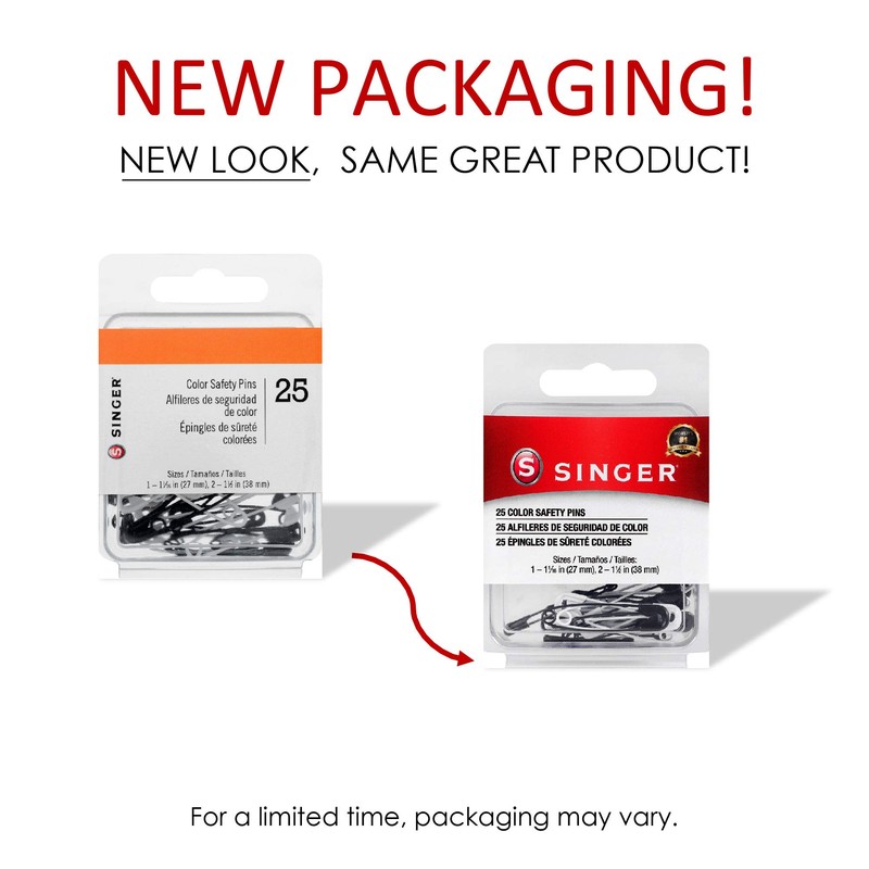 Singer Asst Black and White Professional Style Safety Pins, Multisize,