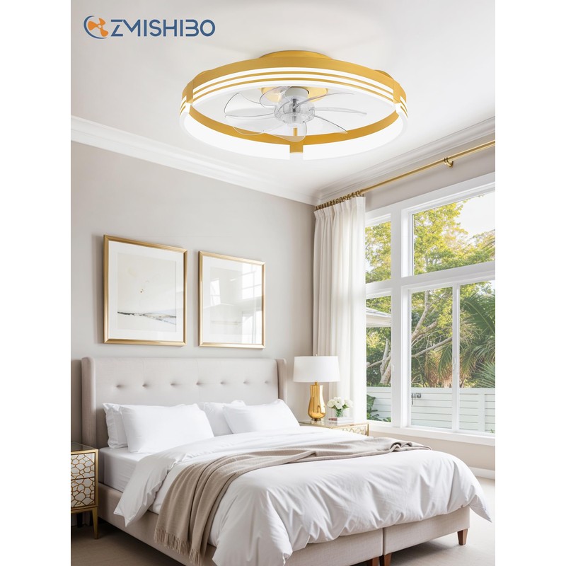 ZMISHIBO Low Profile Ceiling Fans with Lights and Remote, 20