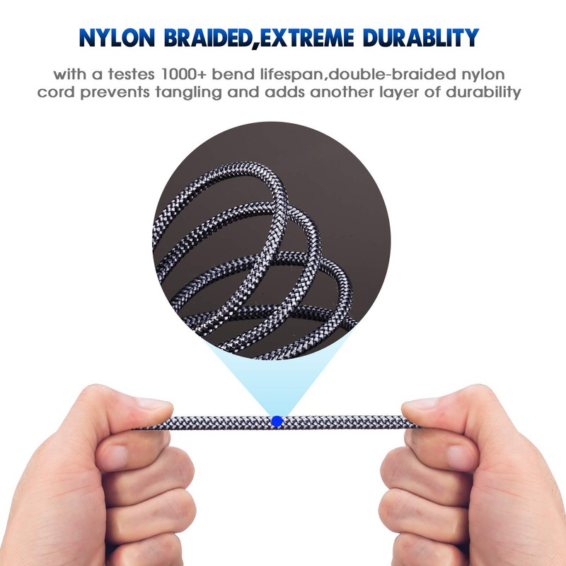 Tan QY 3.5mm Nylon Braided Aux Cable 3Ft, Audio Auxiliary