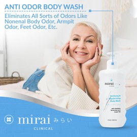 Mirai Clinical Body Wash for Strong Body Odor - Renewing Body Purifying & Deodorizing with Natural Persimmon & Green Tea Extracts - Nonenal® Eliminator for Women & Men (New Regular 9.29 Fl Oz)