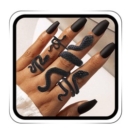 LXONTSG Snake Ring, 4-Piece Snake Rings Set, Open Snake Ring, Vintage Snake Rings, Gothic Snake Rings, Adjustable Snake Ring, Punk Vintage Rings for Women and Girls, Not applicable, Not applicable.