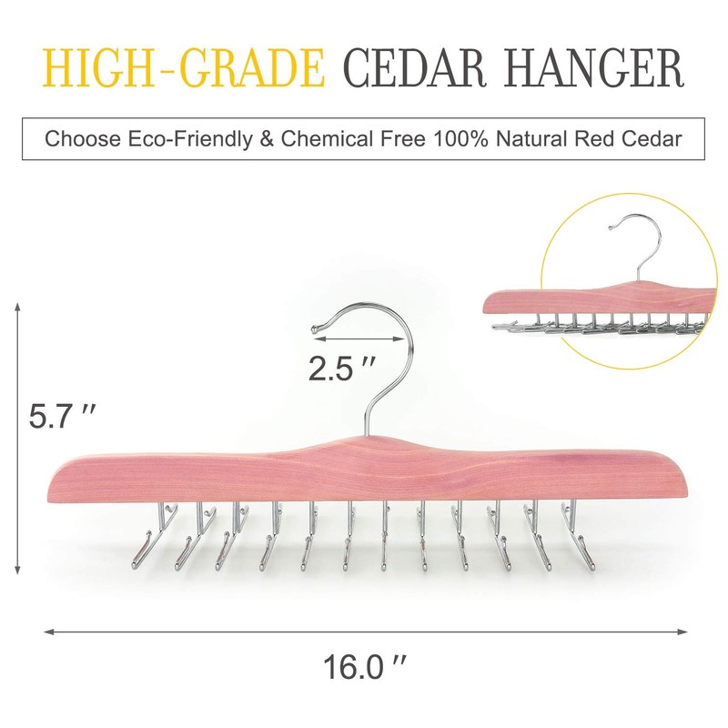 TOPIA HANGER American Red Cedar Wooden Tie Racks for Closet,