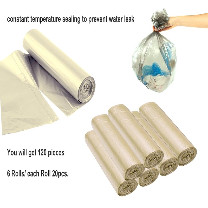 4 Gallon Bathroom Trash Bags,120 Count 6 Rolls Small Trash