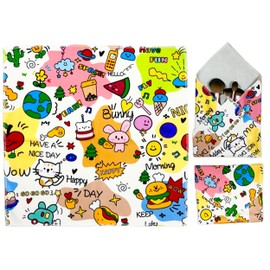 Juyanxy Self-Adhesive Magic Cloth Makeup Bag & Multi-Use Organizer|17.7"x17.7" Portable Travel Cosmetic Bag, Camera Lens Protector, Laptop Sleeve|Pet Doodle Design Reusable Washable Storage Wrap