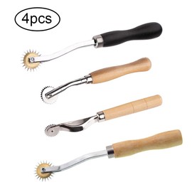 Lowats Needle Wheel 4 Pieces Copy Wheel Sewing Pattern Wheel with Wooden Handle Tracking Wheel Sewing Tool Marking Wheel Cutting Pattern Wheel Copy Wheel Cutter Wheel for Leather Edges