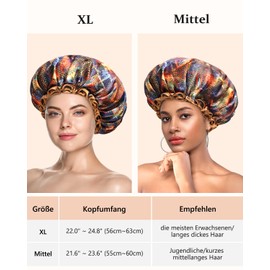 mikimini Large Shower Cap for Women - Waterproof Reusable Cap for Long Thick Hair, Elegant and Stylish, Adjustable Swim Cap - Functionality Meets Fashion, Pack of 2
