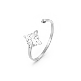 Witch‘s Knot Ring with for Women Adjustable Open Ring Witchcraft Protection Amulet Rings Spiritual Celtic Ring Lucky Talisman Pagan Jewelry (Silver)