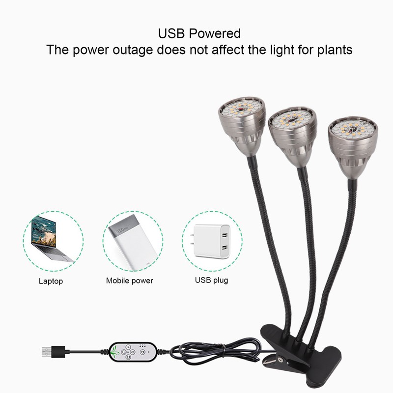 Indoor Plants Light Full Spectrum LED Plant Grow Light Clip