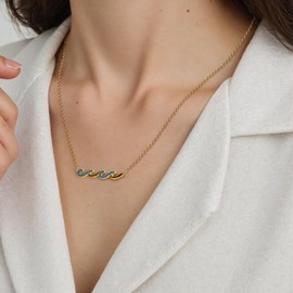 Dkodfi Necklaces for Women, Beach Jewelry for Women, Necklace for Best Friend, Beachy Jewelry for Birthday, Graduation Gifts for Her, Wave Accessory Beach Pendant, Inspirational Graduation Gift