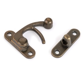 HIGHPOINT Hook Latch Large Antique Brass 1-Piece with Screws
