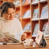 Book Nook Reading Valet with Cup Holder, Wooden Book Stand