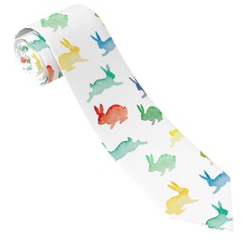 Womgela Easter Colorful Rabbits Bunny Men Tie Men's Necktie Casual Gift for Boys Teens Daily Graduation Birthday Party