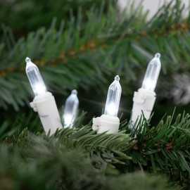 Northlight 50-Count Pure White LED Mini Christmas Lights, 16.25 ft White Wire