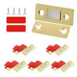 Redunest Cabinet Magnetic Catch, 6 Pack Gold Ultra Thin Magnetic Cabinet Door Catch, Adhesive Cabinet Magnets for Kitchen Drawer Cabinet Door Closet, Concealed Strong Magnetic Cabinet Latch