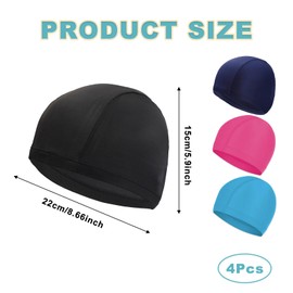 QSZHSL Pack of 4 Swimming Caps, Elastic Swimming Caps, Swimming Cap for Children, Teenagers, Adults, Unisex Swimming Caps, Lightweight Swimming Caps, Comfortable Fabric Swimming Hat, Waterproof (Pack