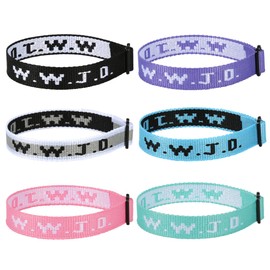 Meajjew 6PCS WWJD Christian Bracelet for Women Men, Christian Jesus Gifts Adjustable Wristbands Pack, WWJD Bracelets Bulk - What Would Jesus Do Bracelet, 6-Piece