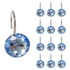 EleCharm 12 Pcs Bling Rhinestones Shower Curtain Hooks Bathroom Rolling Hooks (Blue)
