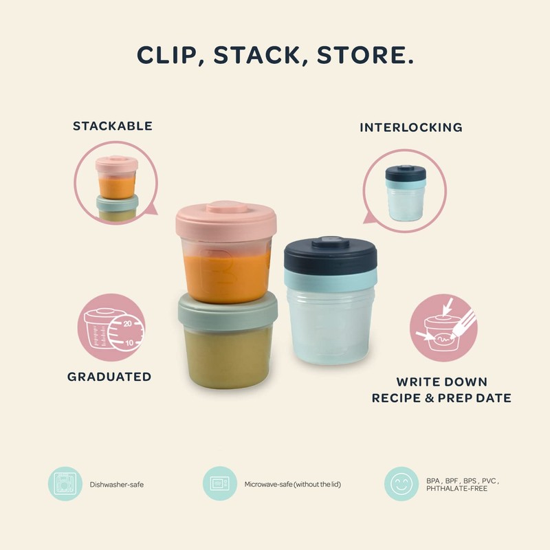 Beaba Clip Containers Set of 12 + 2 Spoons, Baby