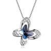 AOBOCO Sterling Silver Butterfly Pendant Necklace with Crystals, Birthday Jewellery