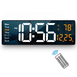 Abovsare Digital Wall Clock Large Display, 16.2 Inch , Led Digital Clock With R