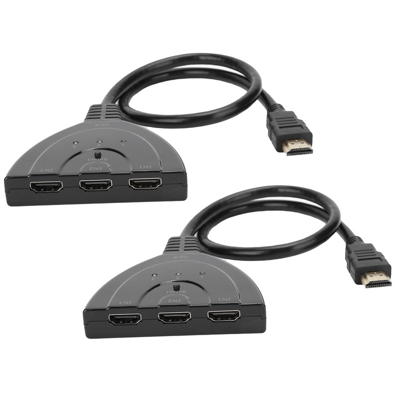 2Pcs HDMI Splitter 3 Port 4Kx2K MultiFunctional Hub Box Switcher