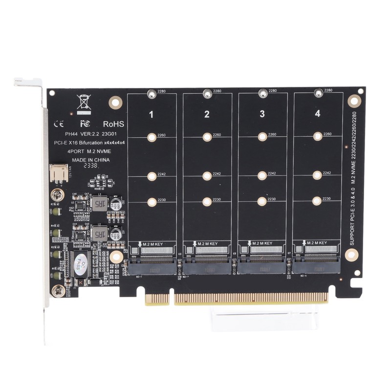 M.2 NVME SSD to PCIE X16 Adapter 4 Port High