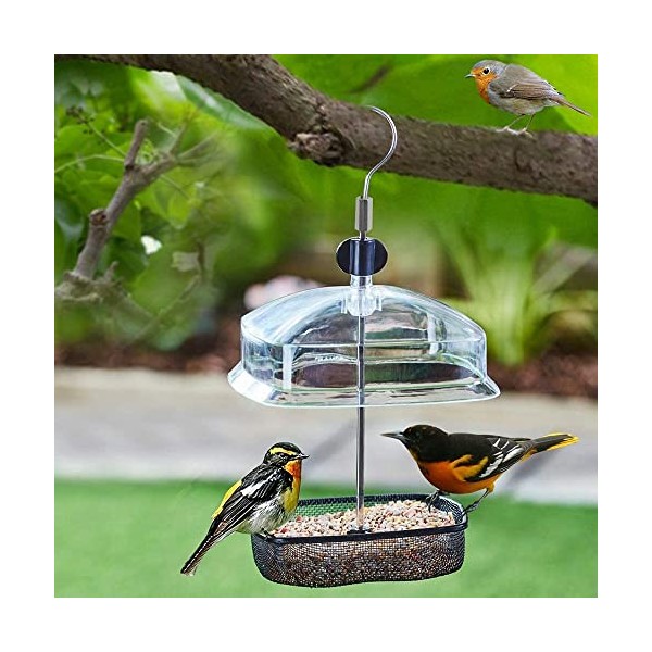Crystals Bird Feeders For Small Birds Only, Bird Feeding Station, Bird Feeders Hanging, Bird Seed Feeders Hanging with Height Adjustable Transparent Glass Baffle for a Variety of Wild Garden Birds