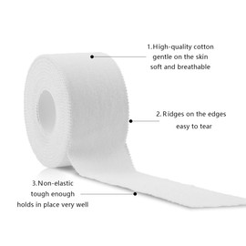 AUPCON White Athletic Tape Medical Sports Tape - No Sticky Residue for Athletes , Protect Ankle & Knee & Wrist and Mucle Support for Training Supplies Boxing Professional Supply Cotton,1.5" X 15 Yard 3Rolls