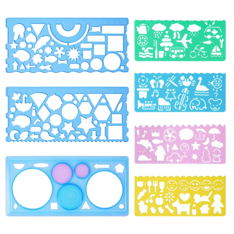 UCEC Ruler Elementary School Student Template with Rolling Ruler, Multi-functional,