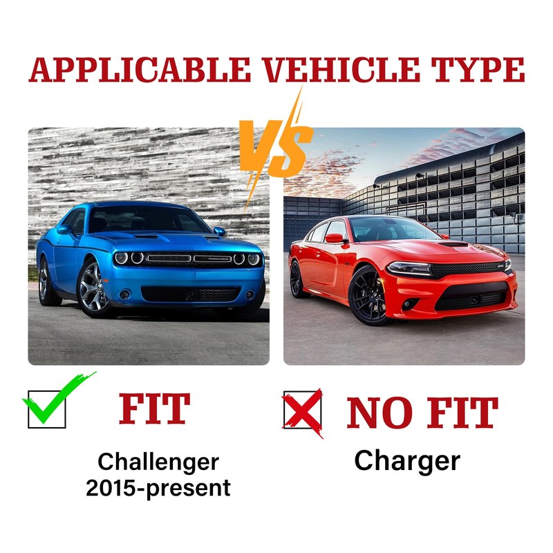 2Pcs Door Lights Logo for Dodge Challenger 2015-Present, Puddle Lights,