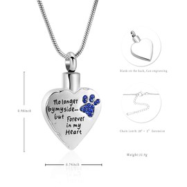 memorial jewelry No Longer by My Side,But Forever in My Heart Carved Locket Cremation Urn Necklace for Pet Dog Cats