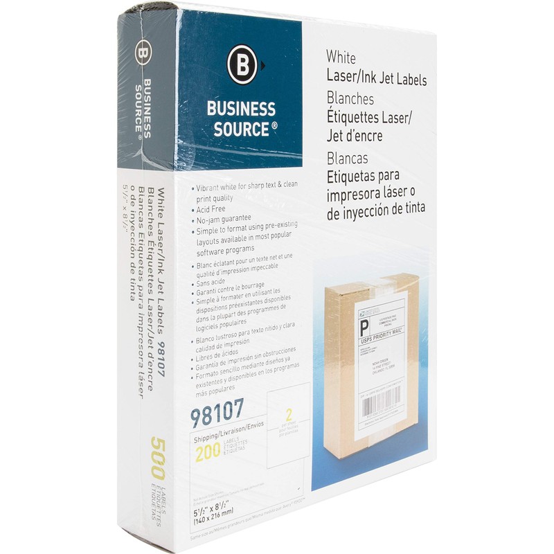 Business Source™ Bright White Premium-Quality Internet Shipping Labels, 1000/CT