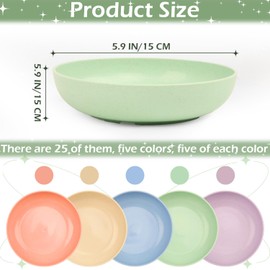 Cat Bowls, 24 Pieces 5.5 Inch Whisker Fatigue Cat Bowl Pet Bowls Plastic Pet Food Bowls, Pet Dishes Shallow Kitten Bowl for Kittens and Short Legged Pet, Wheat Straw