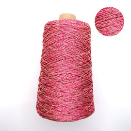 TEXTEX = Lamé Cuquillo Cone with Lurex. Yarn for Knitting, Crochet, and Crocheting. Composition 95% Rayon and 5% Lurex. 1 Cone of 200g and 400mts - (Fuchsia and Gold)