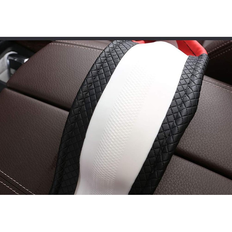 Microfibre leather steering wheel cover Wavy Line Splice X-pattern black