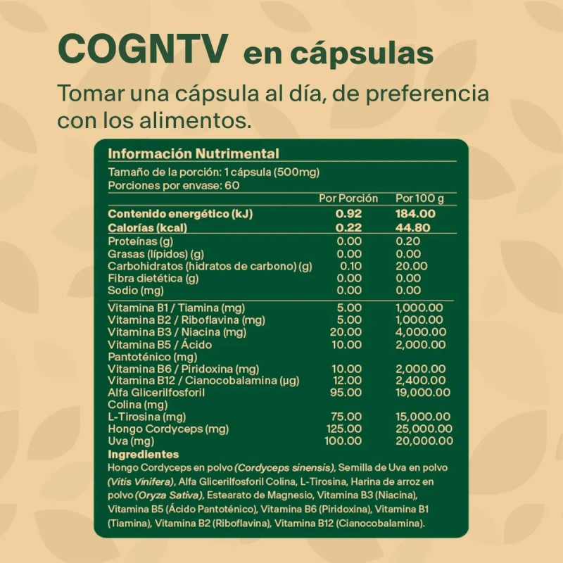 Vitalbotanics Nootropico Con Hongo Melena Leon Con 60 Caps Sabor