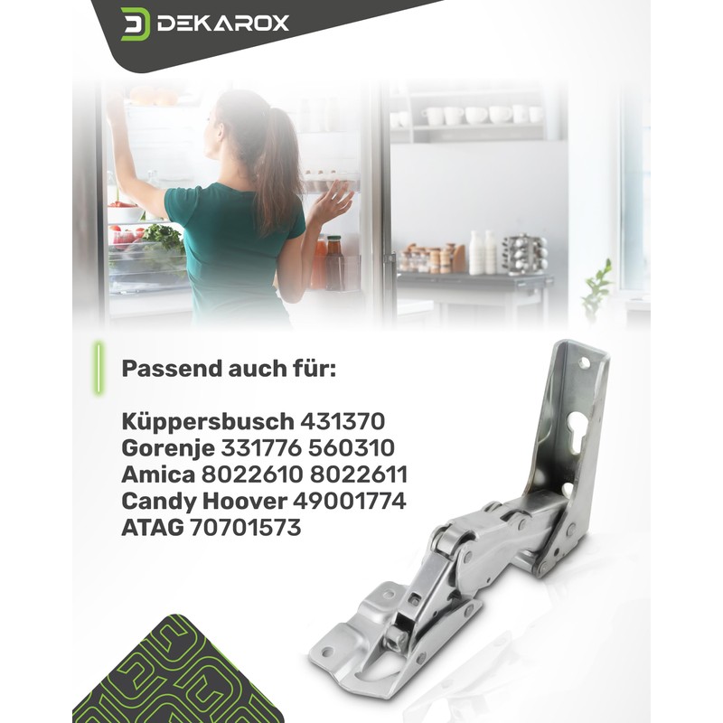 DEKAROX Hettich Door Hinge Set Top and Bottom for Whirlpool