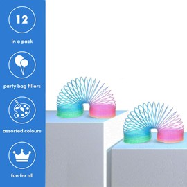 Liberty Imports 12 PCS Magic Rainbow Coil Springs - Small Colorful Neon Plastic Bulk Toys for Kids Birthday Party Favors, Goodie Bag Fillers, Party Prizes (2.5 Inches)