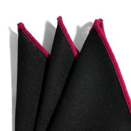 Unbranded Black & Red Linen/Cotton Pocket Square