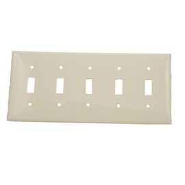 Leviton 5-Gang Toggle Device Switch Wallplate, Standard Size, Thermoplastic Nylon, Device Mount, 80723-W, White