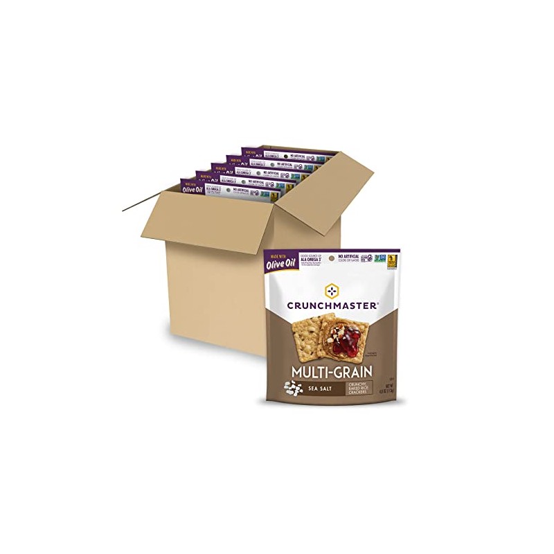 Crunchmaster Gluten-Free Multi-Grain Sea Salt Crackers, 4oz. (Pack of 6)