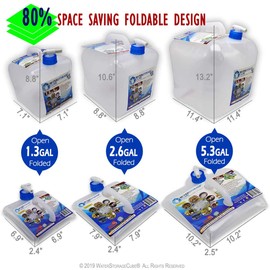 WaterStorageCube BPA-Free Collapsible Water Container 5.3 Gallon with Spigot, Camping Water Storage Carrier Jug for Outdoors Hiking Hurricane Emergency, Foldable Portable Water Canteen (4-Pack)