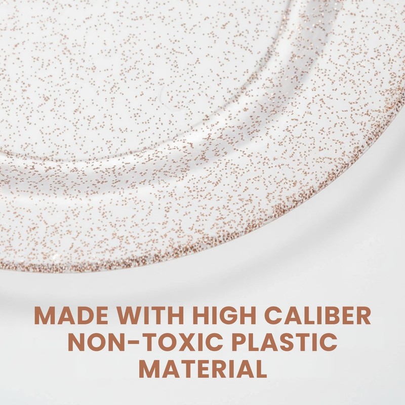 Lillian Collection Glitter Rose Gold Premium Round Dinner Plates -