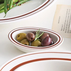 Syracuse maple line oval sauce bowl 10cm 2 colors, line brown / 시라쿠스 메이플 라인 타원 소스볼 10cm 2color, 라인 브라운