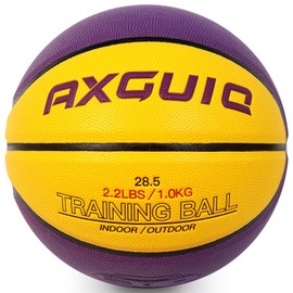 AXGUIQ 2.2LBS Weighted Heavy Training Basketball 28.5" - Size 6 for Youth Women PU Leather Basketball - Enhances Ball Handling, Dribbling, Passing Skills - Ideal for in & Outdoor Practice (Deflated)