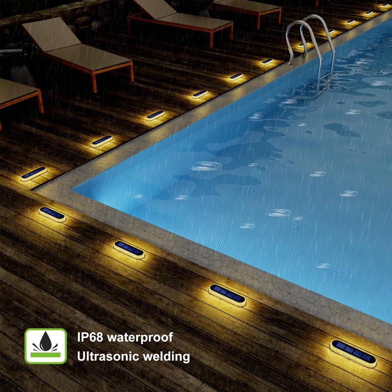 DetarZinLED Solar Step Lights Outdoor Waterproof LED, 4 Pack Warm
