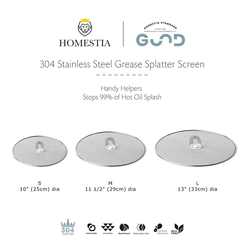 Homestia Splatter Screen for Cooking - Stainless Steel Grease Splatter