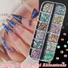 6 Boxes Mini Nail Rhinestones Pearls Kit,1-2mm Flatback Multicolor Transparent